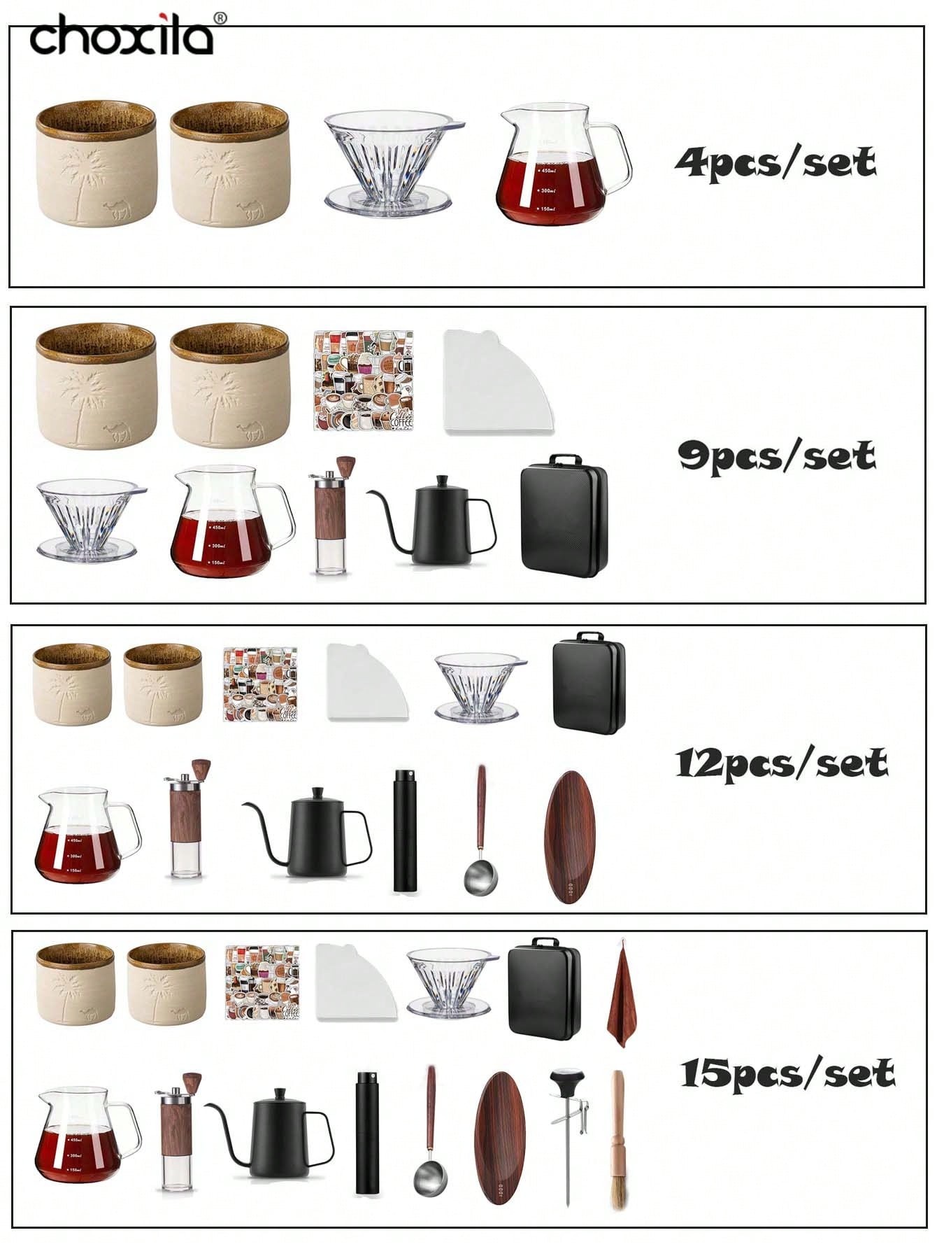 4/9/12/15pcs Suitcase Set, Por - Coffee Equipment Travel Bag 评论和价格