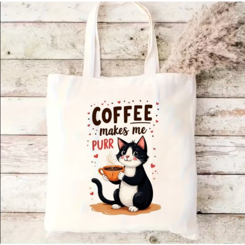 Coffee Cat Canvas Shopping Bag - Coffee Equipment Travel Bag 评论和价格